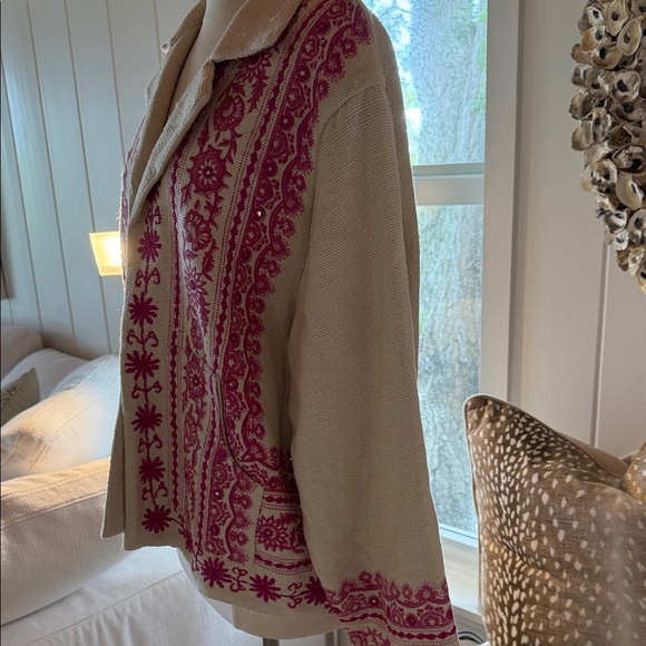 Alix Of Bohemia Cream and Pink Embroidered Jacket - Picture 3 of 6
